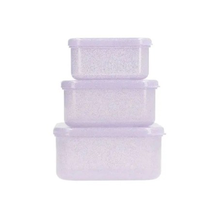 Set de 3 lunch box - Paillettes mauves