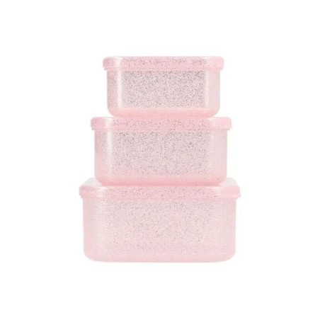 Set de 3 lunch box - Paillettes roses
