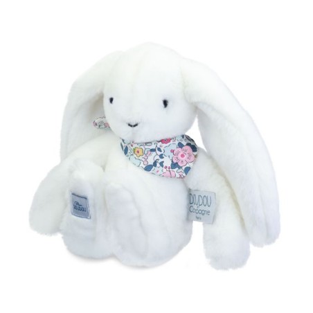 Lapin fleurette - Blanc - 25 cm