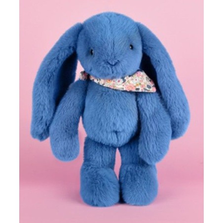 Lapin fleurette - Bleu- 35 cm