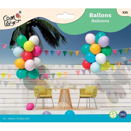 Lot de 25 ballons - Mutlicouleur (Diamètre : 30cm)