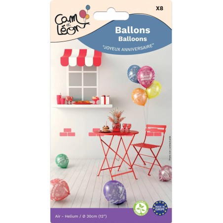Lot de 8 ballons - Joyeux anniversaire (Diamètre : 30cm)
