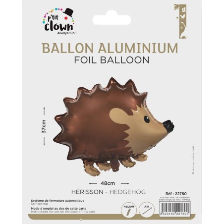 Ballon aluminium - Hérisson (48x37cm)