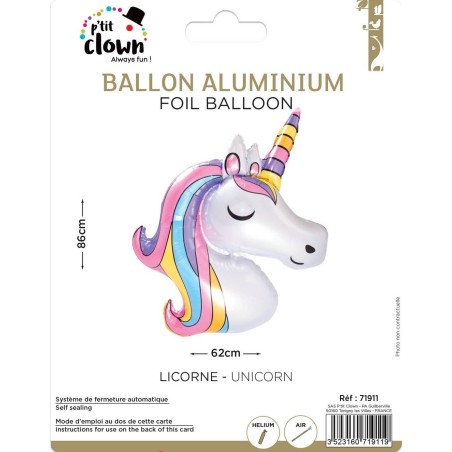 Ballon aluminium - Licorne (62x86cm)