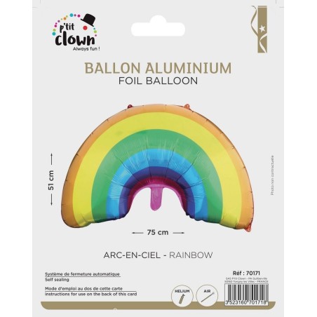 Ballon aluminium - Arc-en-ciel (75x51cm)