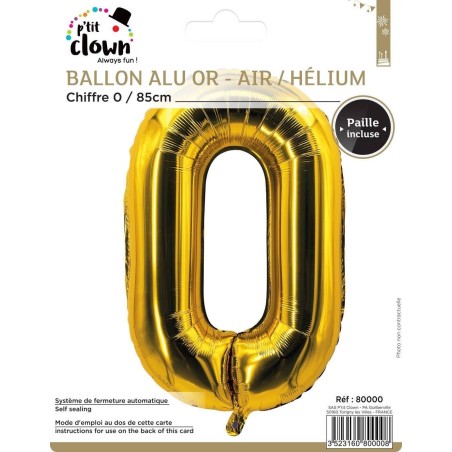 Ballon chiffre aluminium - 0 - 85cm