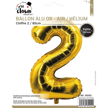 Ballon chiffre aluminium - 2 - 85cm