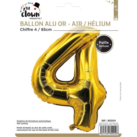 Ballon chiffre aluminium - 4 - 85cm