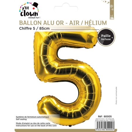 Ballon chiffre aluminium - 5 - 85cm