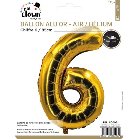 Ballon chiffre aluminium - 6 - 85cm