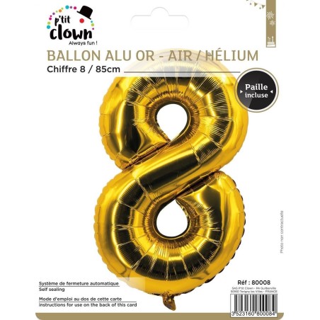 Ballon chiffre aluminium - 8 - 85cm