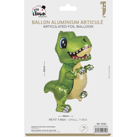 Ballon aluminium articulé - Petit T-Rex (42x62cm)