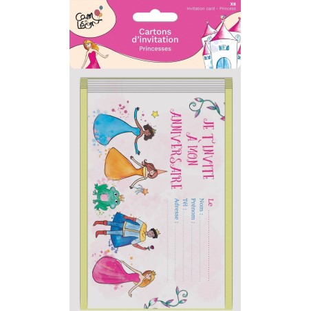 Set de 8 cartons d'invitation - Princesses