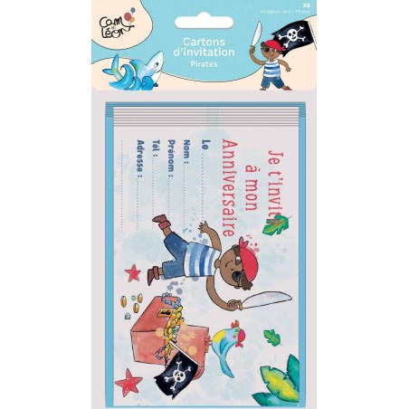 Set de 8 cartons d'invitation - Pirates