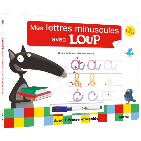Mes lettres minuscules avec Loup avec 1 feutre effaçable