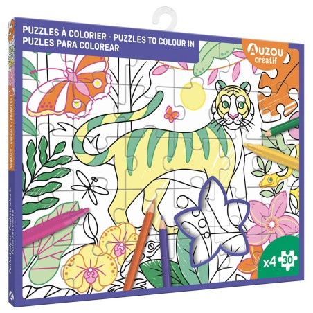 Puzzles à colorier - 4 puzzles 30 pcs