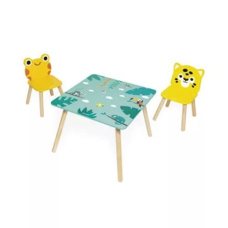 Table avec 2 chaises en bois - Tropical